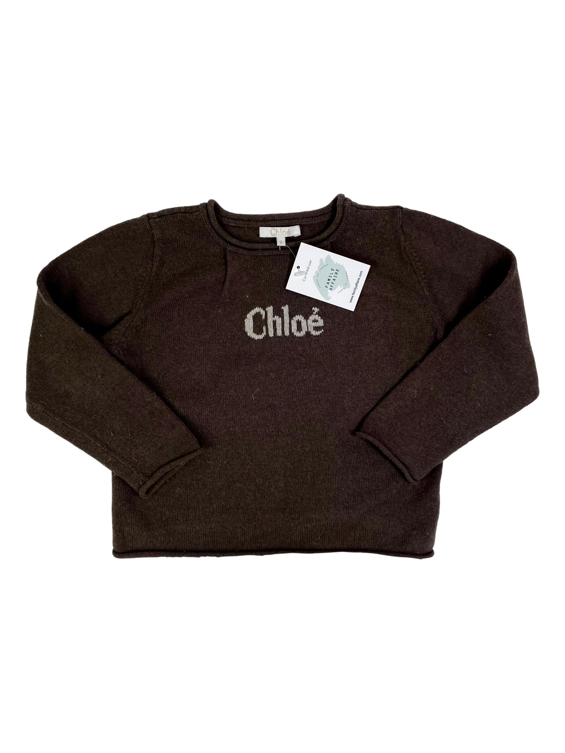 CHLOE 6 ans Pull marron laine