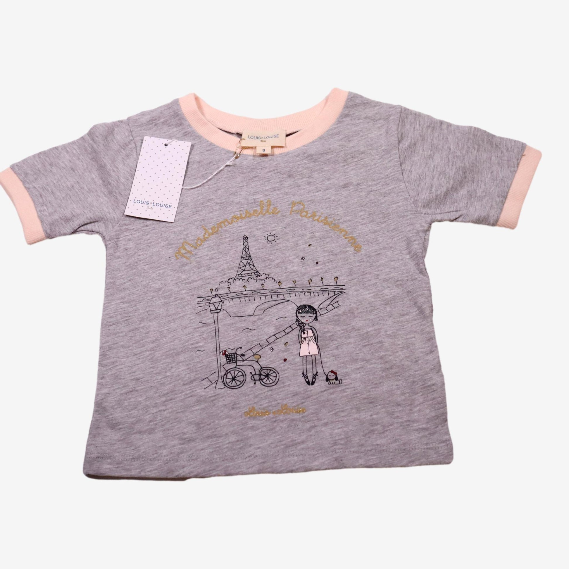 LOUIS LOUISE outlet 3 ans tee shirt gris parisienne