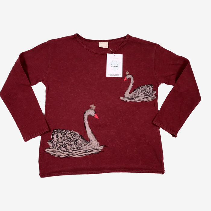 ZARA 5 ans t-shirt bordeaux avec cygne