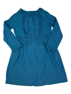 BONPOINT 8 ans robe bleu ruban de dentelle