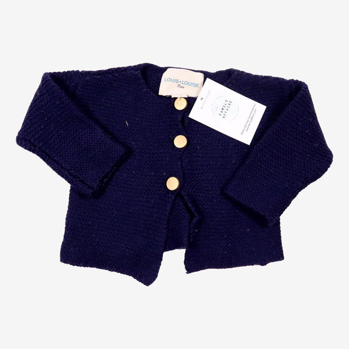 LOUIS LOUISE 3 mois Gilet Bleu marine 100% laine mérinos