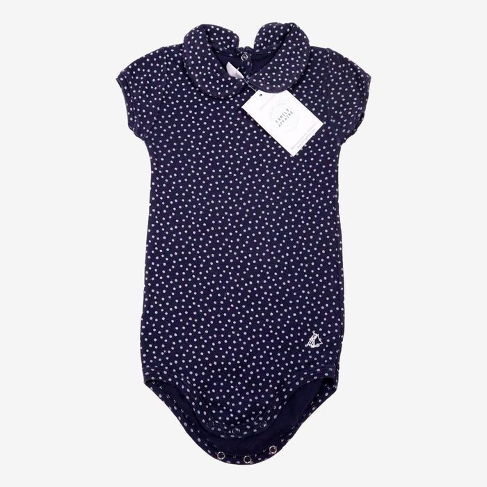 PETIT BATEAU 18 mois Body bleu à pois blancs