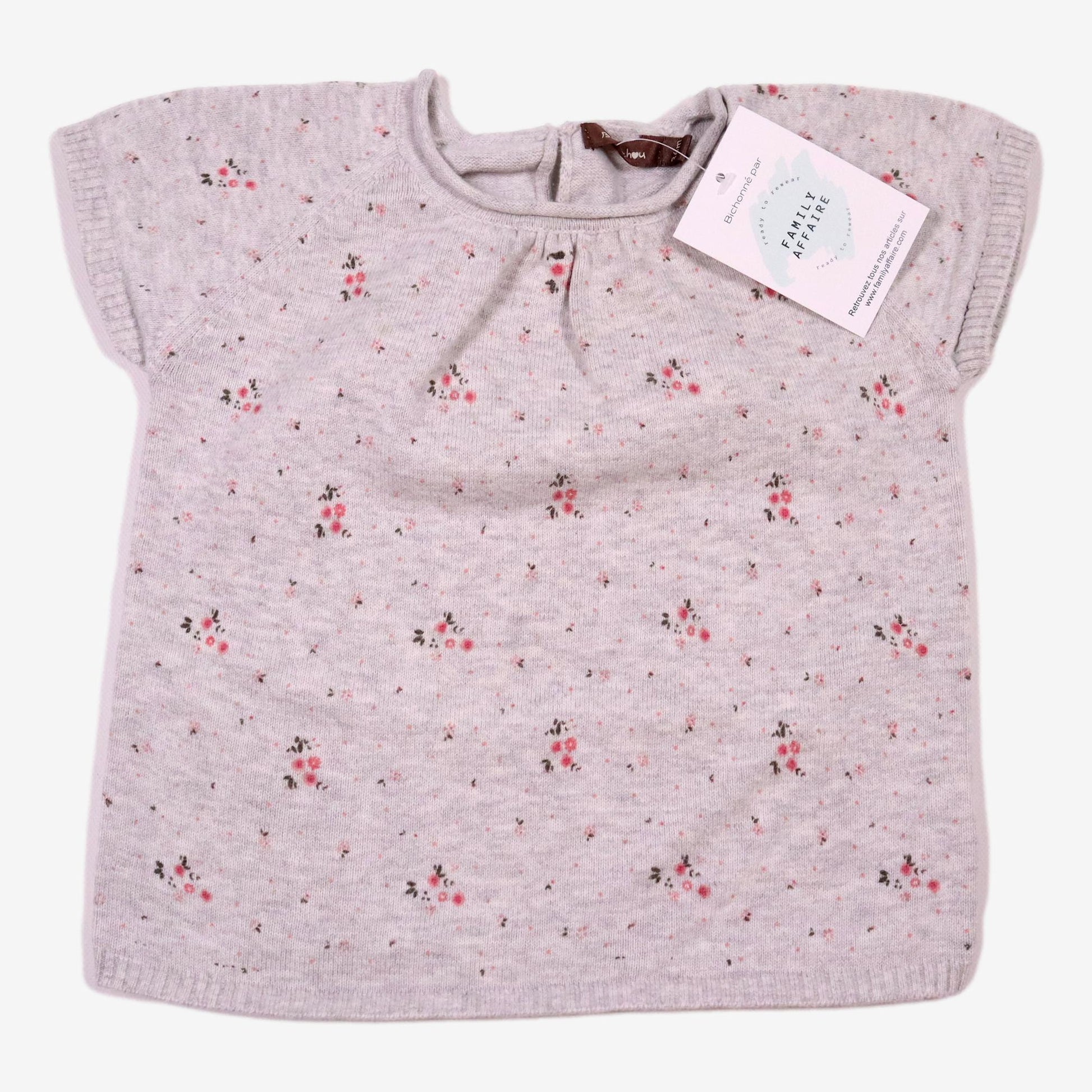 BOUT'CHOU 3 ans t-shirt gris petite fleur rose