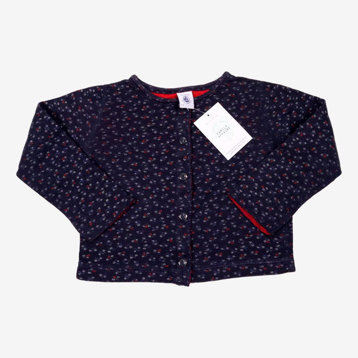 PETIT BATEAU 2 ans Gilet à fleurs bleu marine