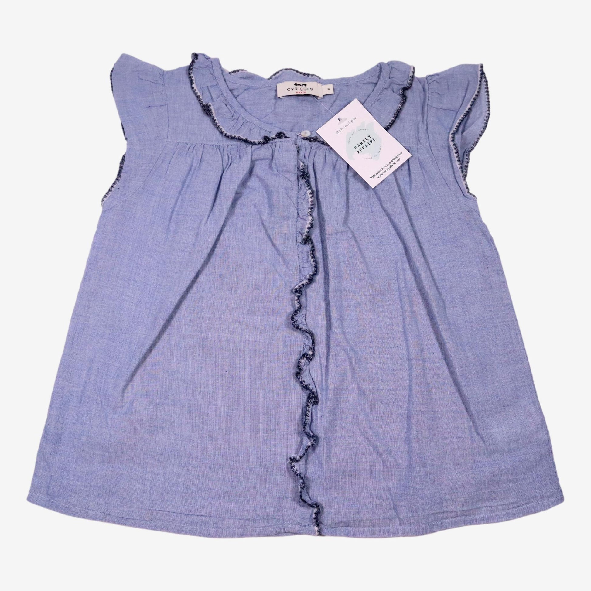 CYRILLUS Blouse à col smock bleu