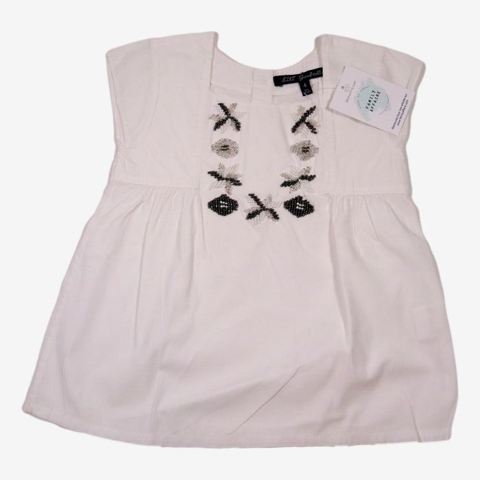 LILI GAUFRETTE 4 ans Blouse blanche motifs perles