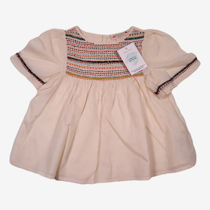 BONPOINT 4 ans blouse blanche à broderies multicolores