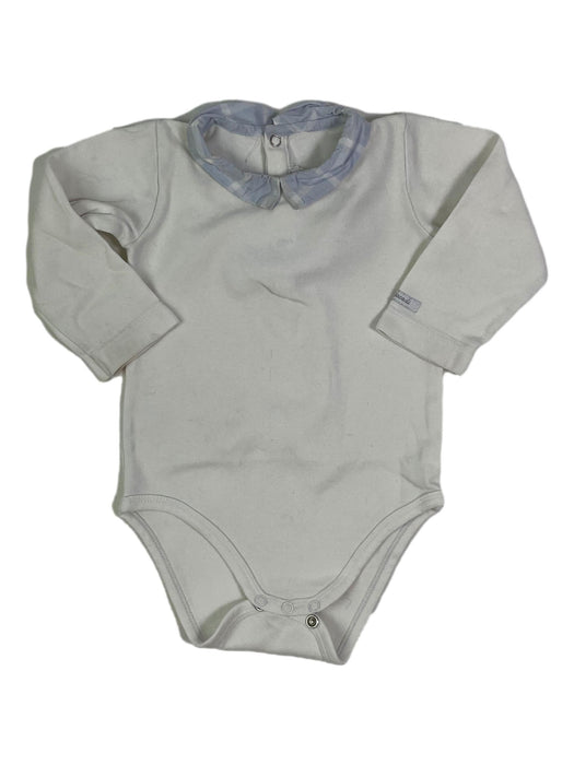 JACADI 12 mois body blanc col bleu carreaux