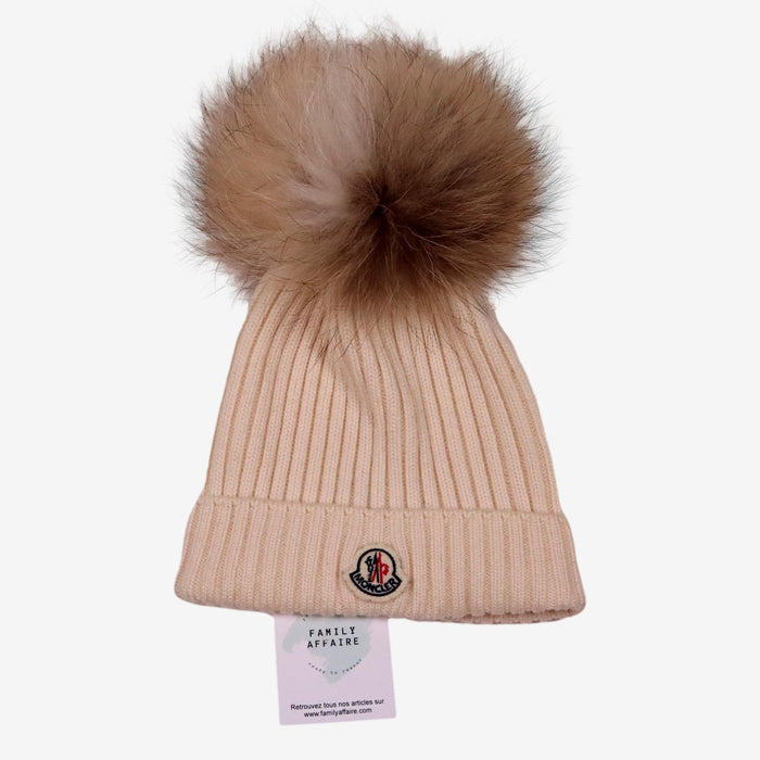 MONCLER 4/6 ans bonnet blanc pompom