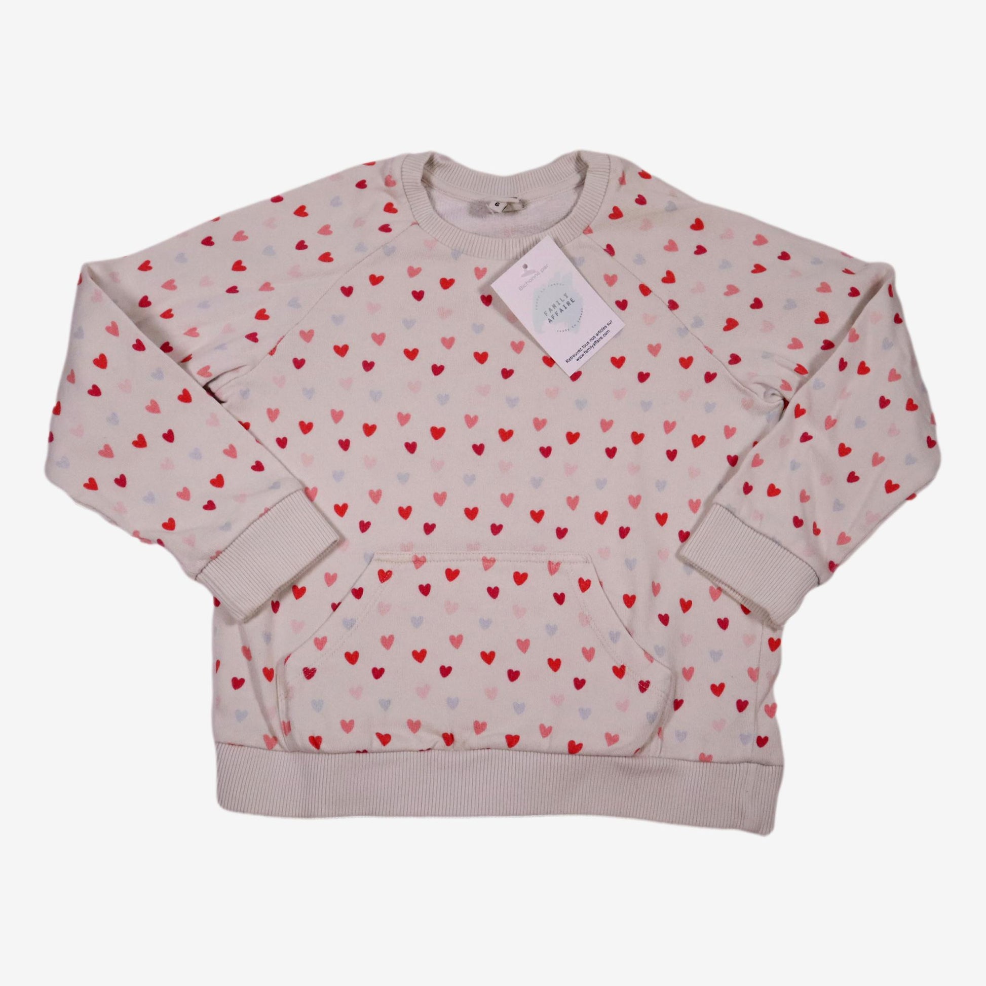 BONTON 6 ans sweat blanc motif cœur