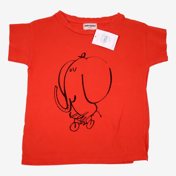 BOBO CHOSES 6/7 ans t-shirt rouge éléphant sur vélo