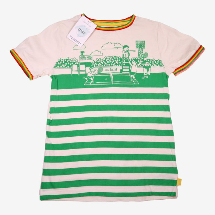 LITTLE BIRD 6/7 ans t-shirt blanc illustration vert tennis