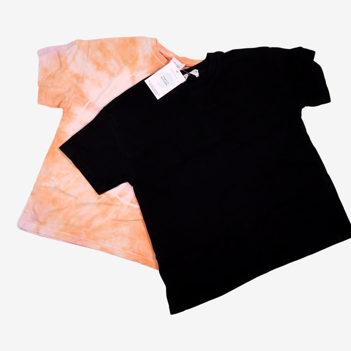 ZARA 6/7 ans lot de 2 t-shirt noir et tie and dye orange