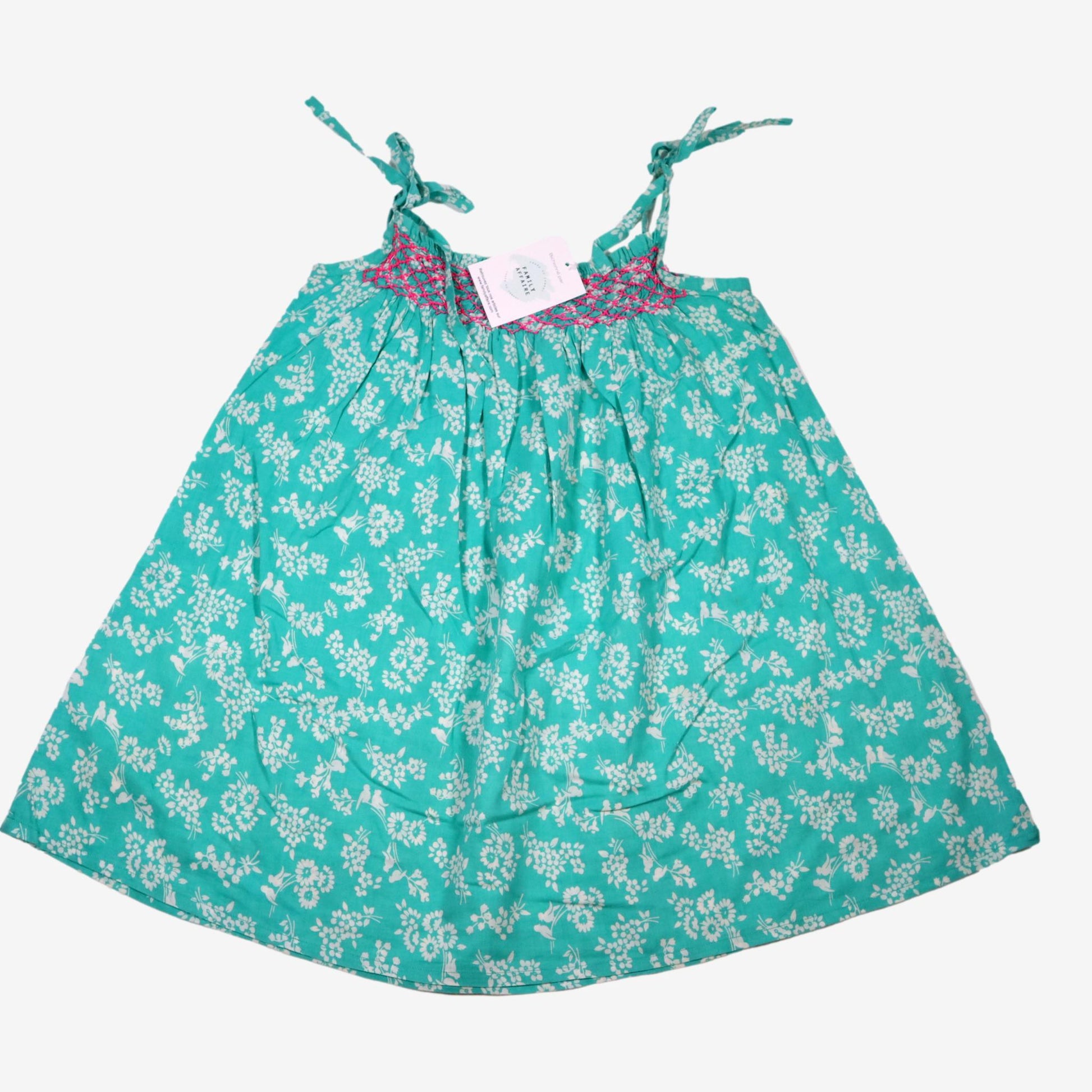 KIDSAGOGO 6/7 ans robe bleu a fleur smoke rose