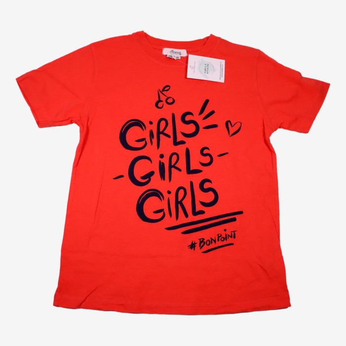 BONPOINT 10 ans t-shirt orange "girls..."