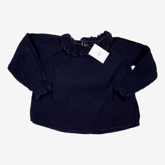 BONTON 6 ans blouse bleu gaze de coton