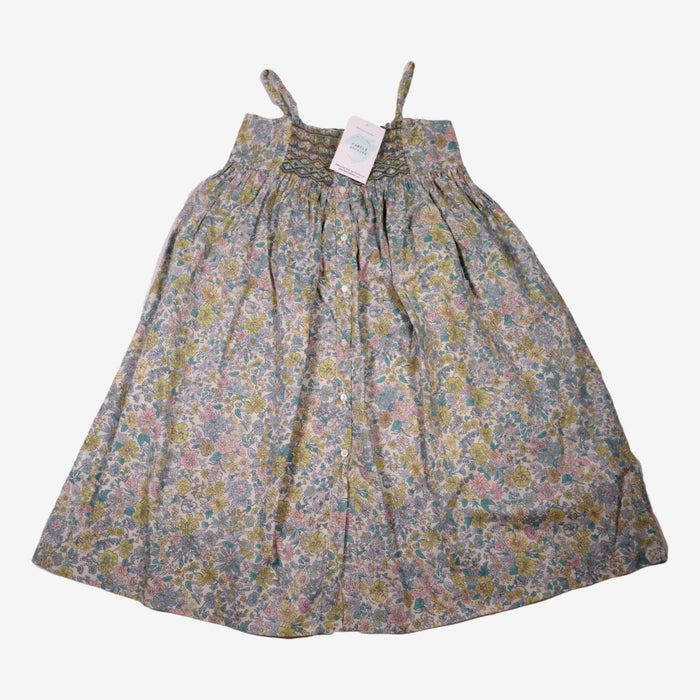 BONPOINT 6 ans robe à bretelles fleurs et smocks