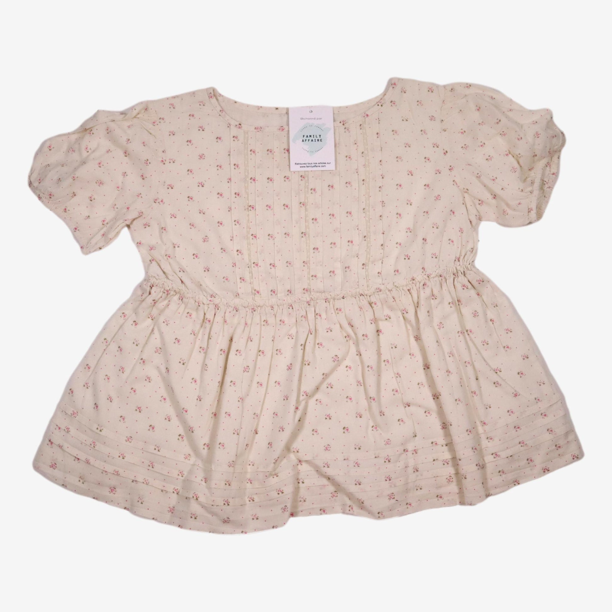 BONPOINT 10 ans blouse écru petites fleurs rose