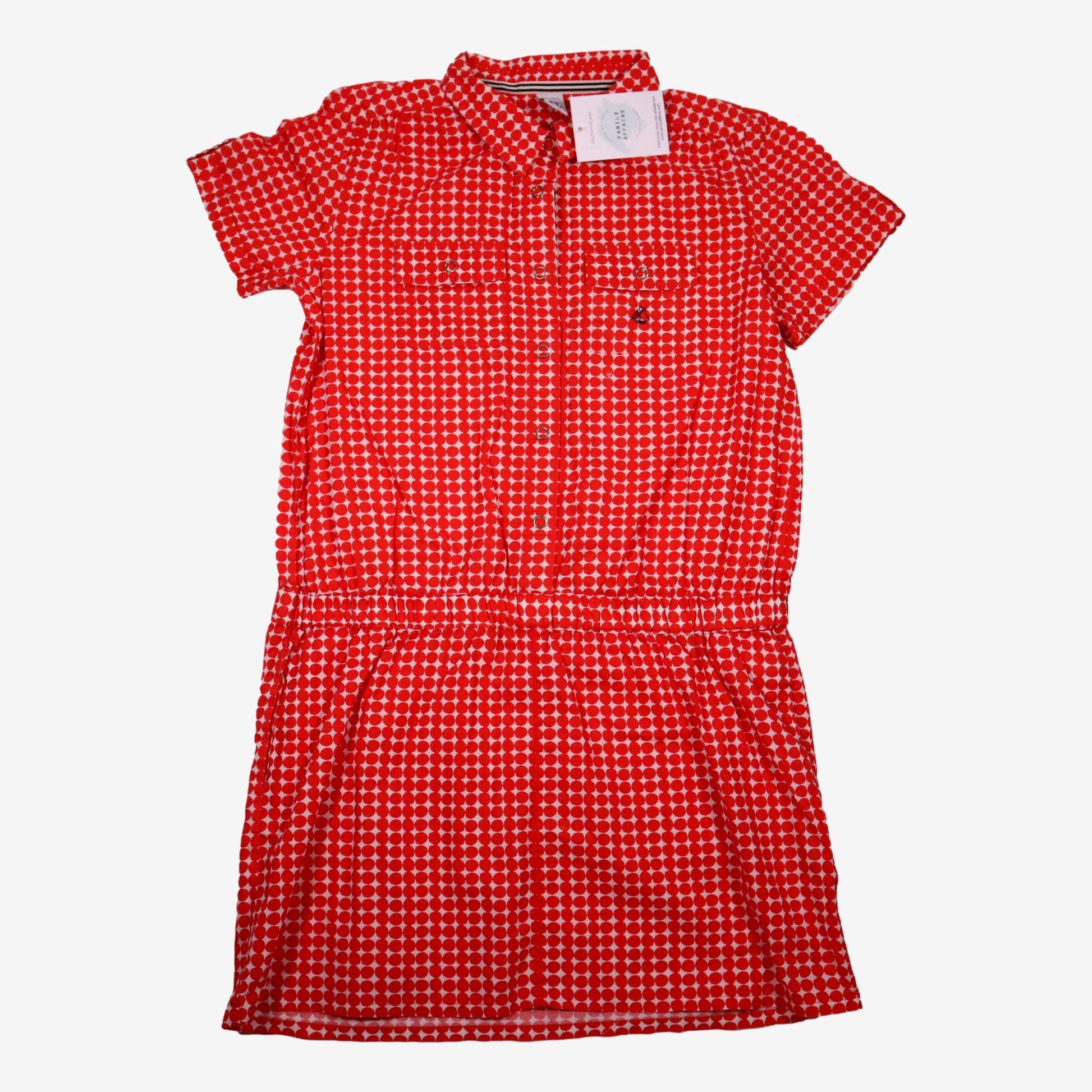 PETIT BATEAU 10 ans robe à motifs ronds rouges