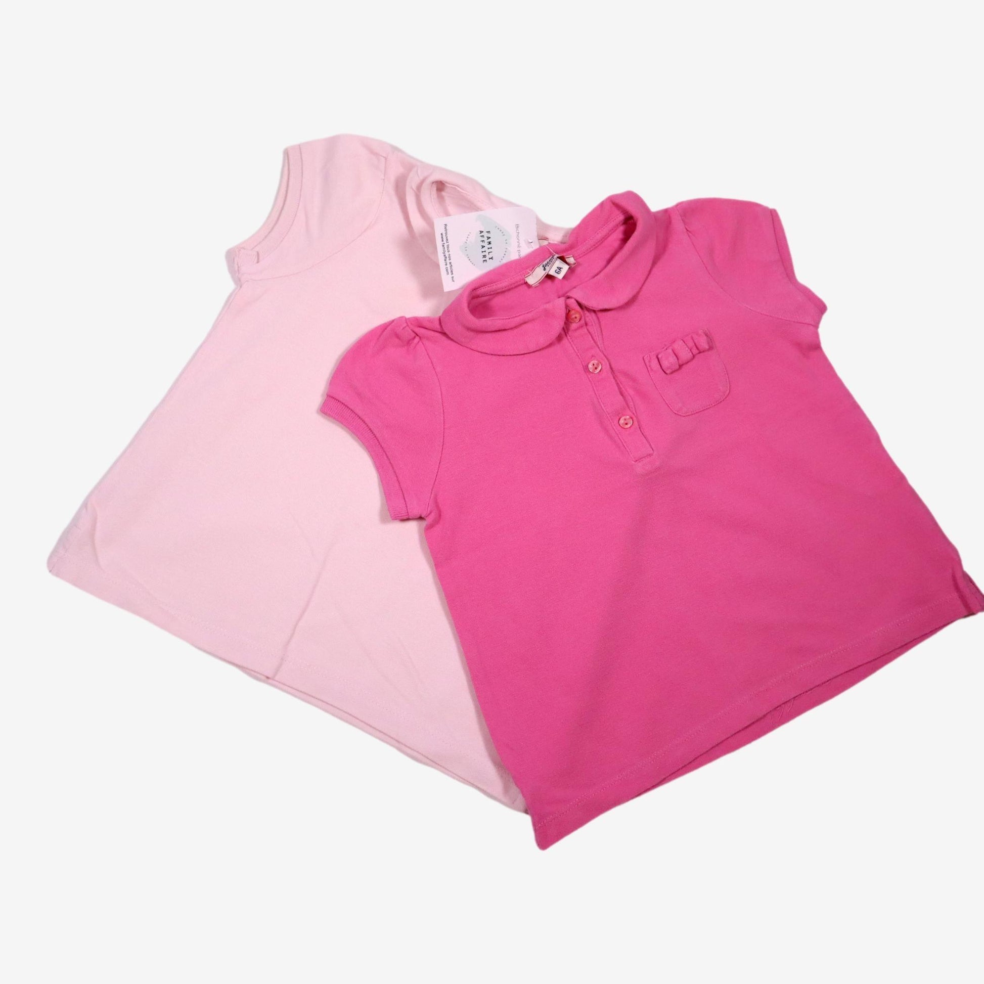 JACADI 6 ans lot de deux polo rose