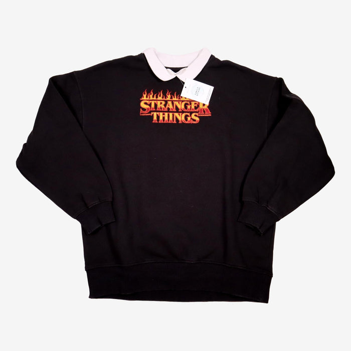 H&M 14 ans sweat noir "stranger things" flamme