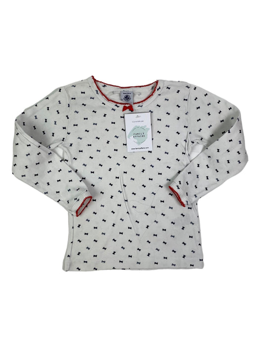 PETIT BATEAU 6 ans tee shirt blanc noeud bleus