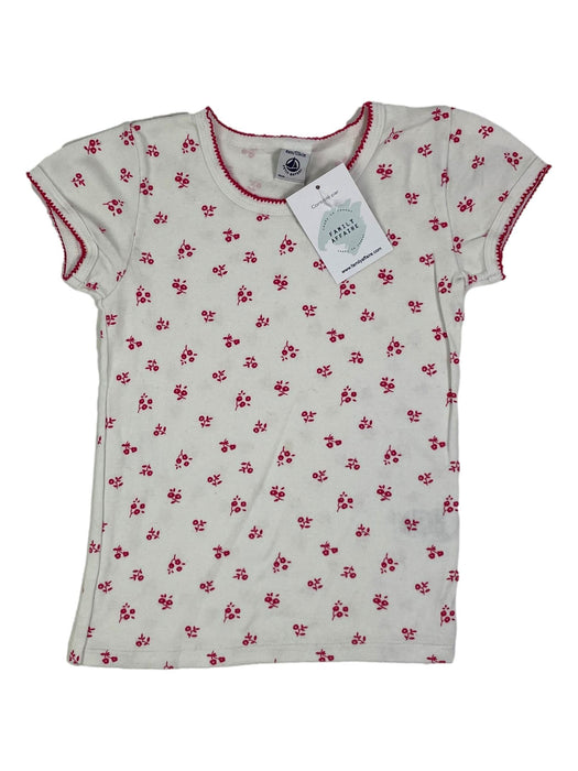 PETIT BATEAU 8 ans tee shirt blanc fleur roses