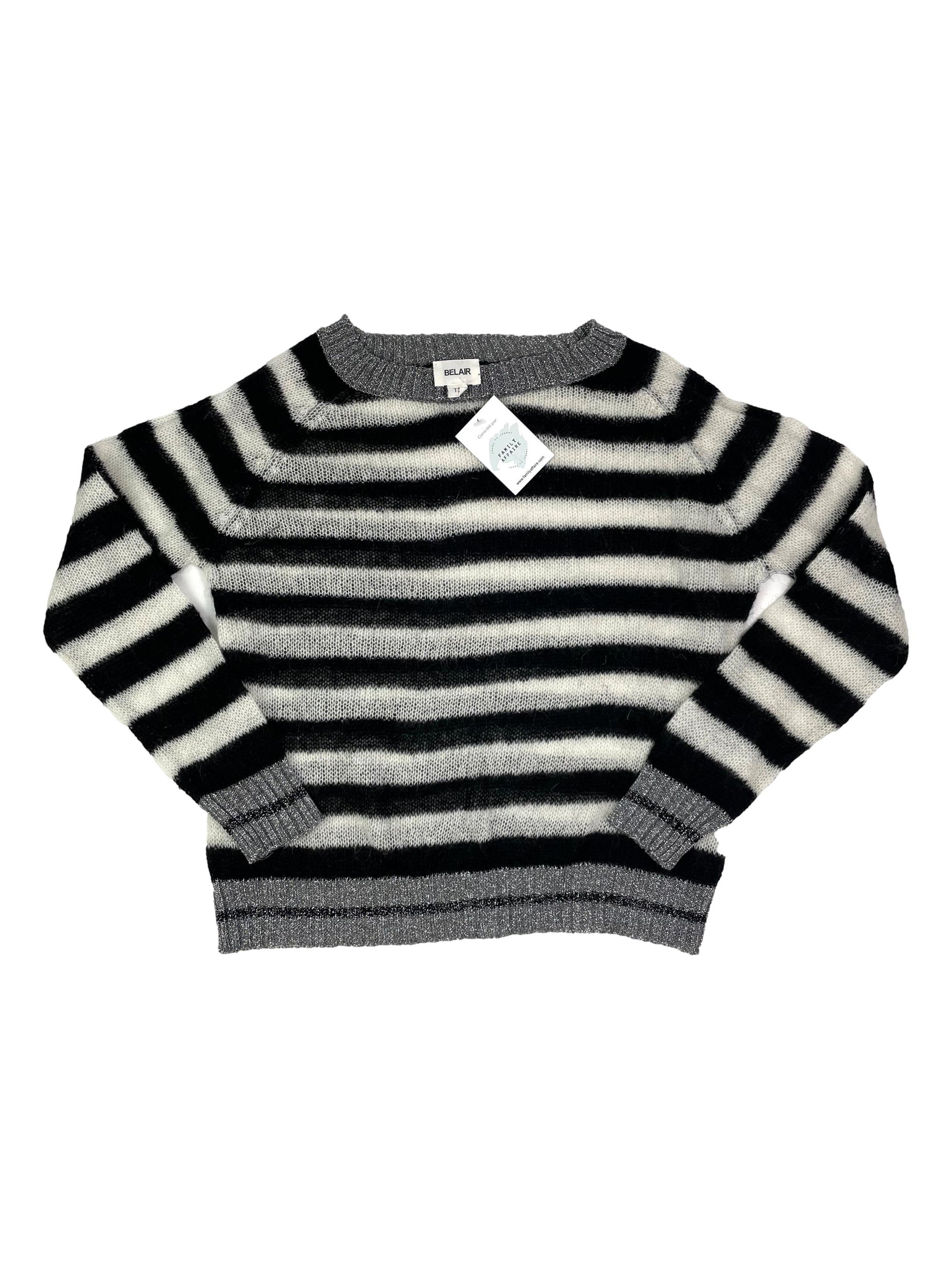 BELAIR 14/16 ans T2 pull mohair noir et blanc