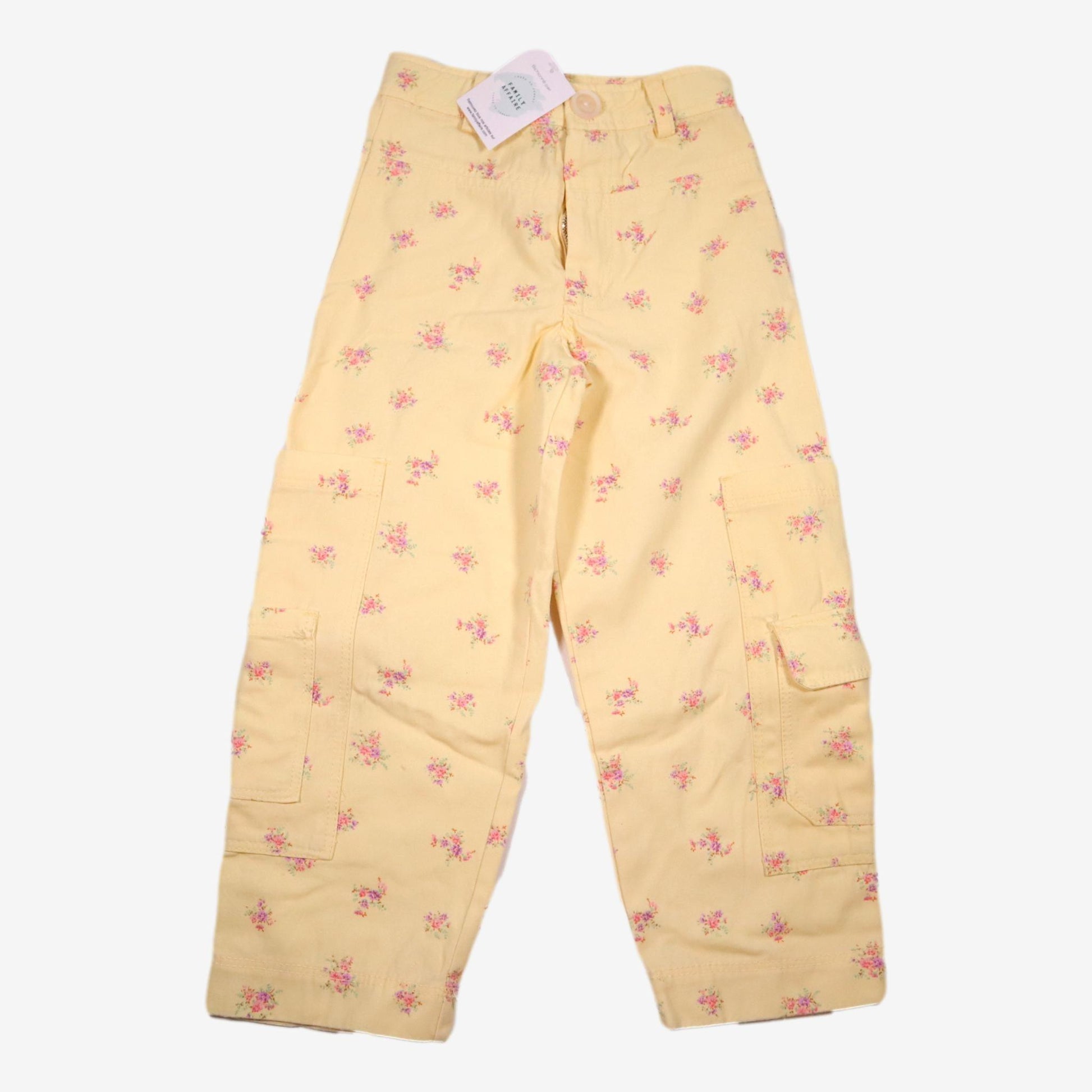 ZARA 7 ans pantalon cargo jaune à motifs fleurs