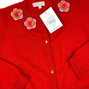 BLEU COMME GRIS 6 ans gilet orange bijoux fleurs cousus
