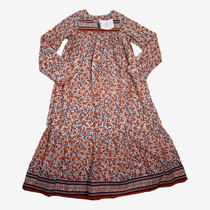 BONTON 8 ans robe longue à fleurs oranges