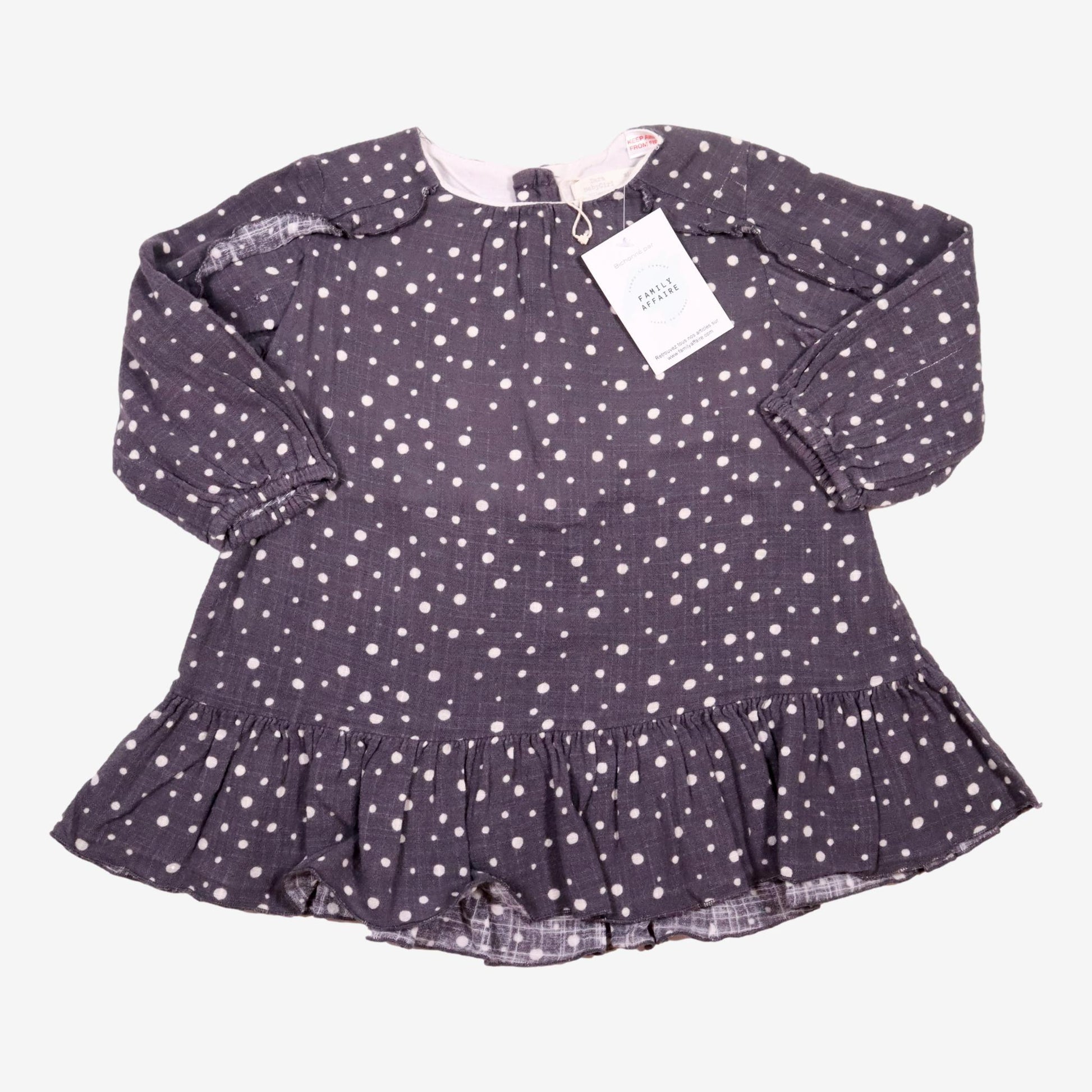 ZARA 3 ans blouse grise à points blancs