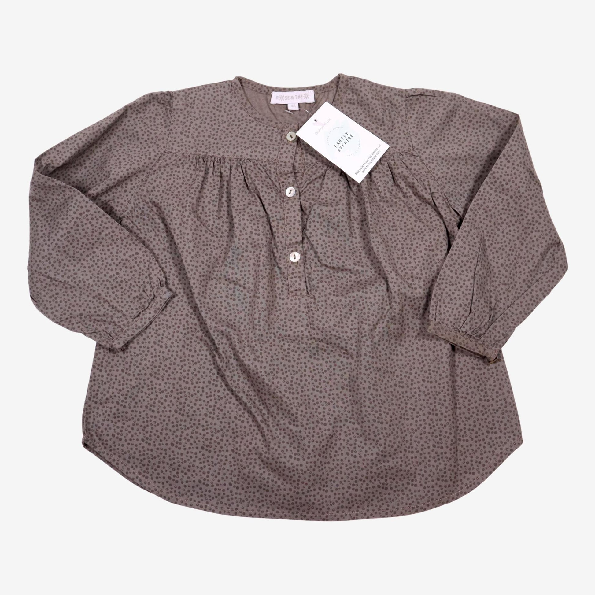 ROSE & THEO 4 ans blouse gris à motifs ronds