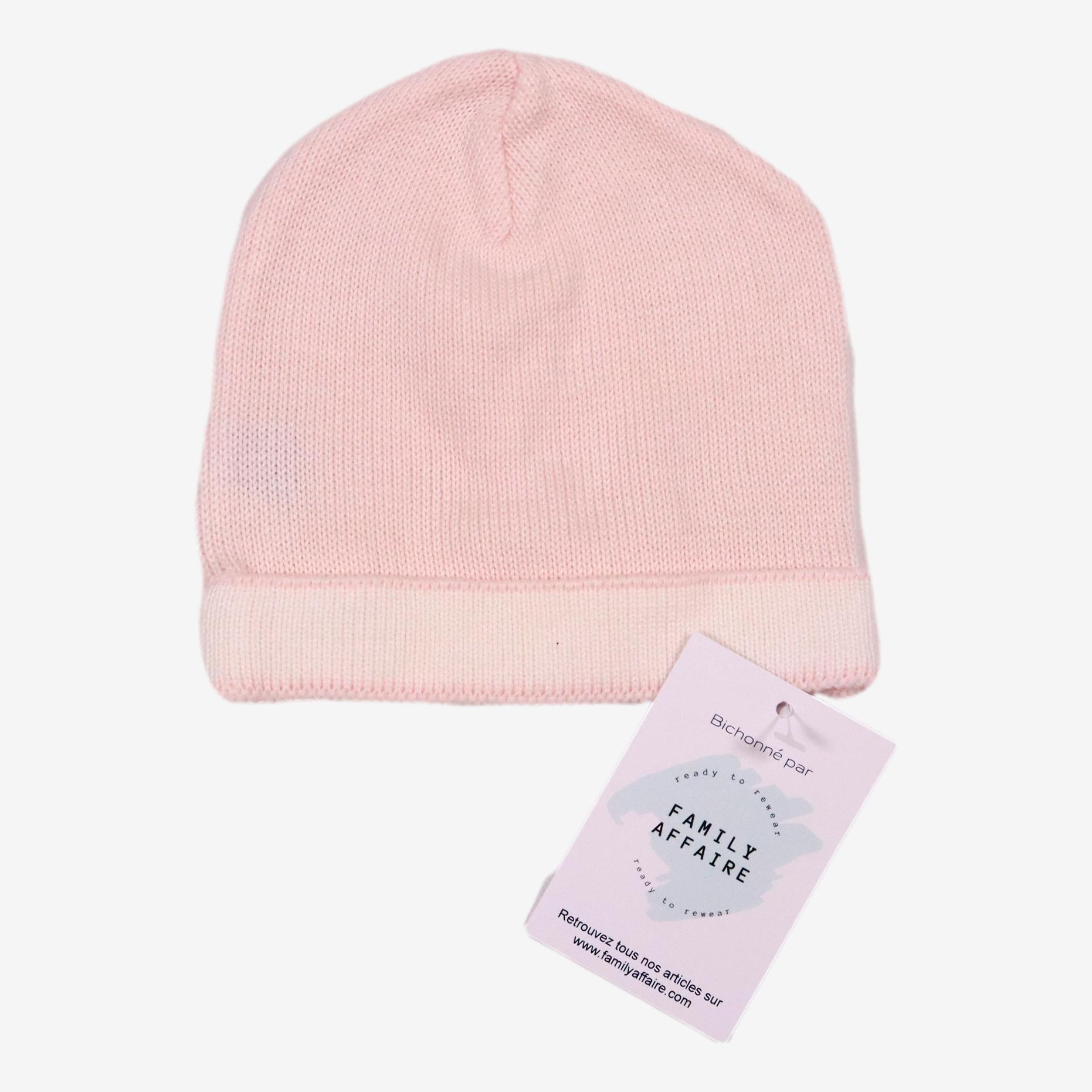 Bonnet 3 mois rose en coton