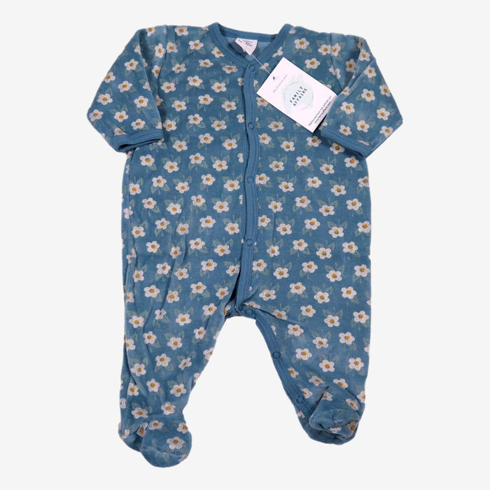 PETIT BATEAU 3 mois combi bleu à fleurs