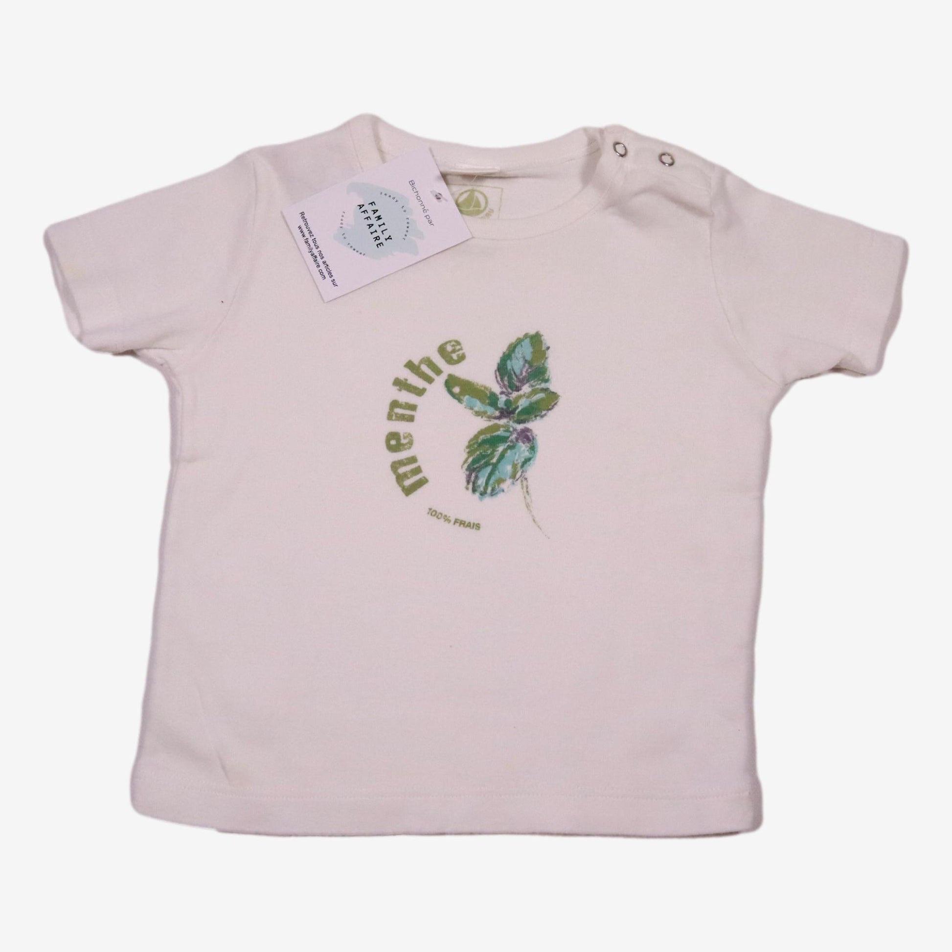 PETIT BATEAU 18 mois t-shirt blanc "menthe"