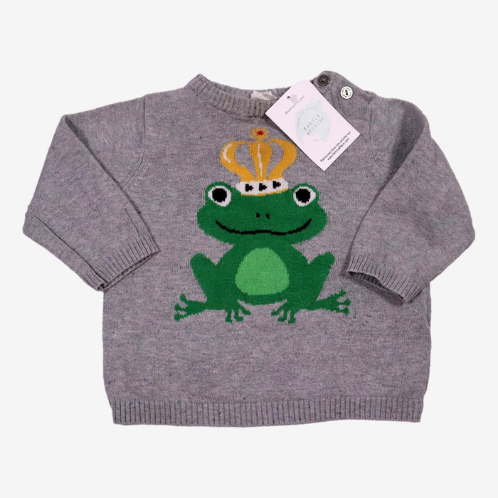 H&M 6 mois pull gris dessin roi grenouille