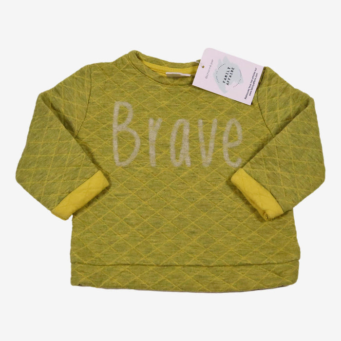 ZARA 9 mois sweat jaune matelassé "brave"