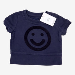 GAP 9 mois sweat manches courtes bleu marine smiley