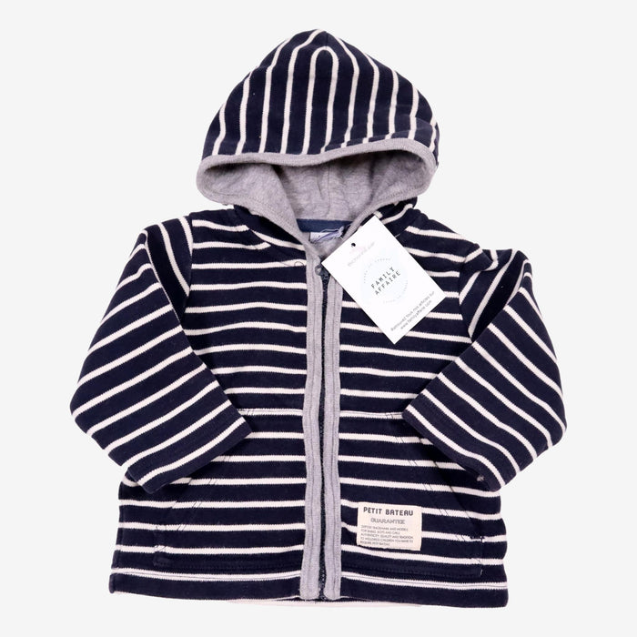 PETIT BATEAU 6 mois sweat marinière a capuche