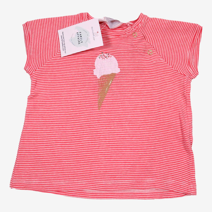 PETIT BATEAU 18 mois t-shirt milleraies rouge glace