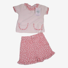 CACHAREL 12 mois ensemble t-shirt et short rose et blanc