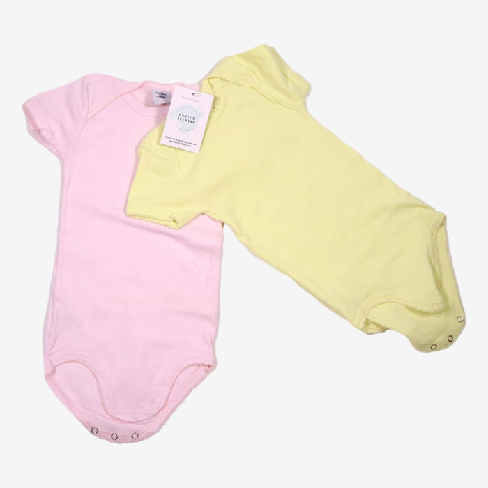 PETIT BATEAU 2 ans lot 2 body jaune et rose