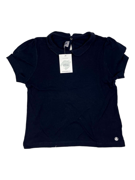 PETIT BATEAU 10 ans tee shirt bleu col claudine