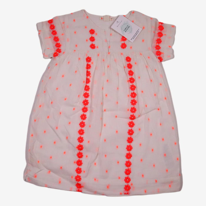 CREWCUTS 3 ans robe blanche broderie et pois rose