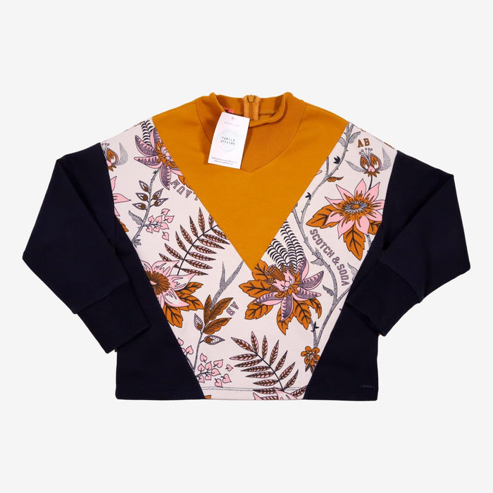 SCOTCH&SODA 8 ans sweat fleur moutarde marine