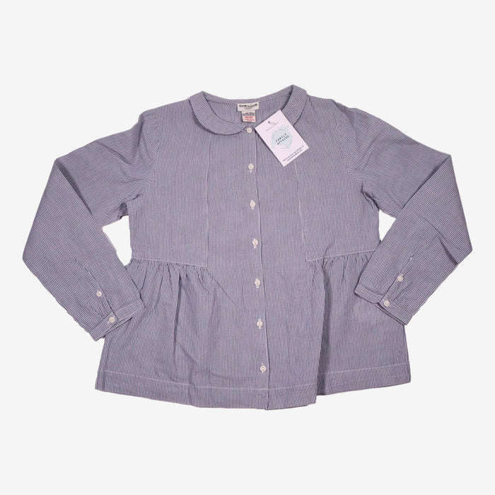 CYRILLUS 10 ans blouse col claudine rayé bleu