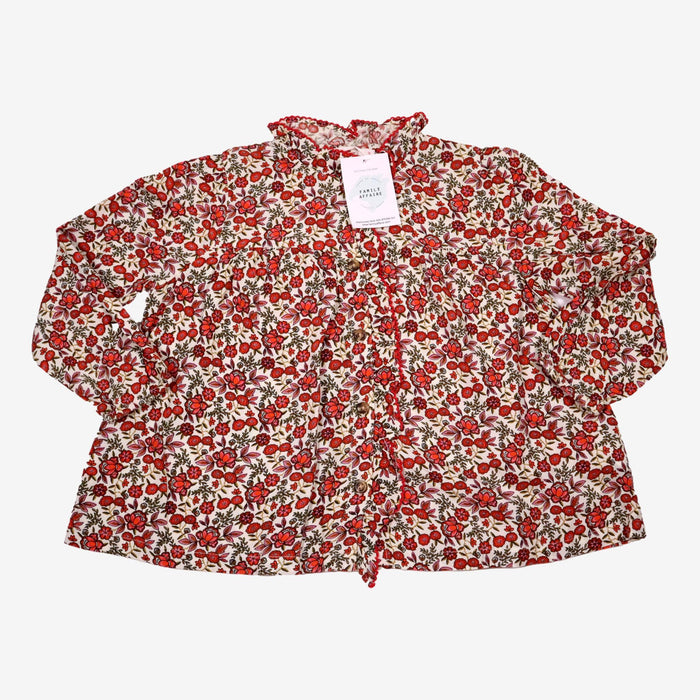 MONOPRIX 5 ans blouse blanc fleur rouge