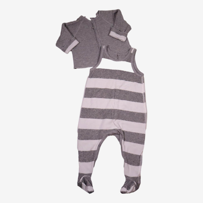 PETIT BATEAU 12 mois ensemble pyjama gris et blanc