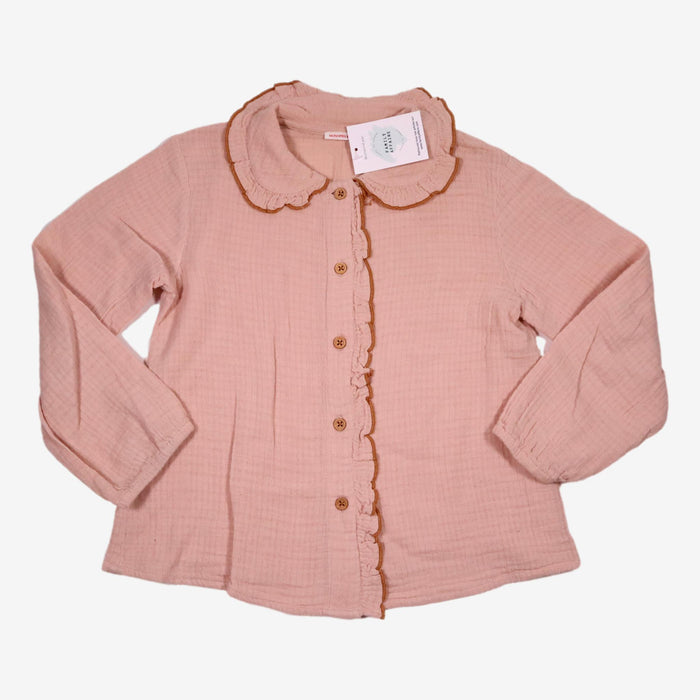 MONOPRIX 8 ans blouse gaze de coton rose col claudine